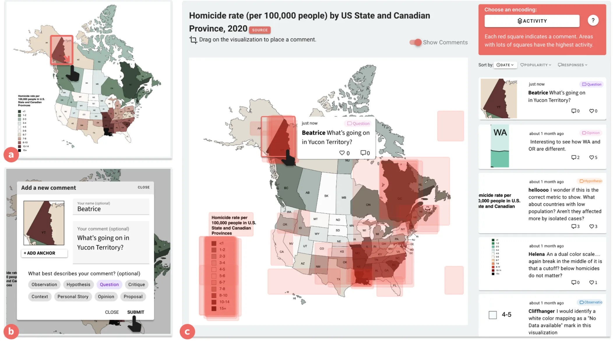 Viscussion — audience comments anchored spatially within a data visualization as a discursive patina